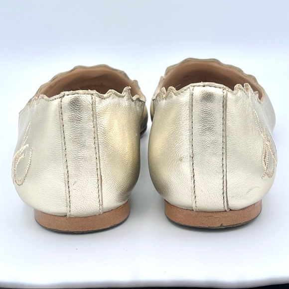SAM EDELMAN | ‘Augusta’ Gold Scalloped Edge Ballet Flats | Size 6.5 - Picture 5 of 11